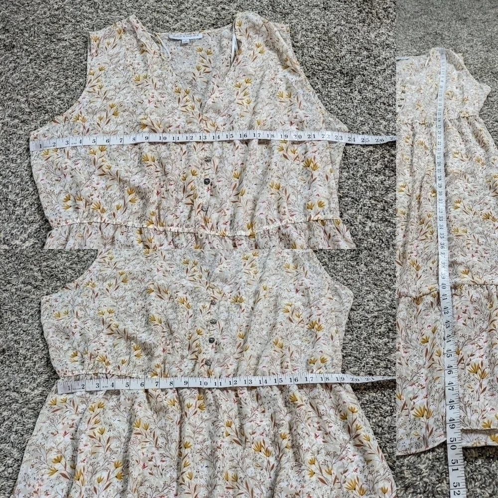 ✨3/$15 Emma & Michelle tan yellow floral sheer v neck summer dress 3X - Picture 7 of 7